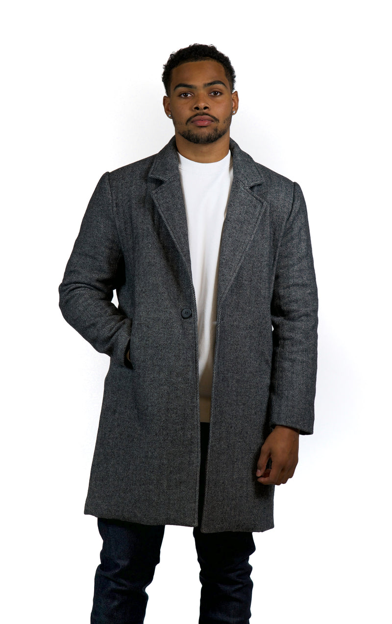 Herringbone Tweed Overcoat