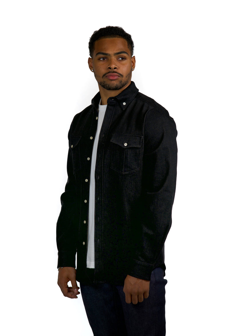 Black Denim Collared Shirt