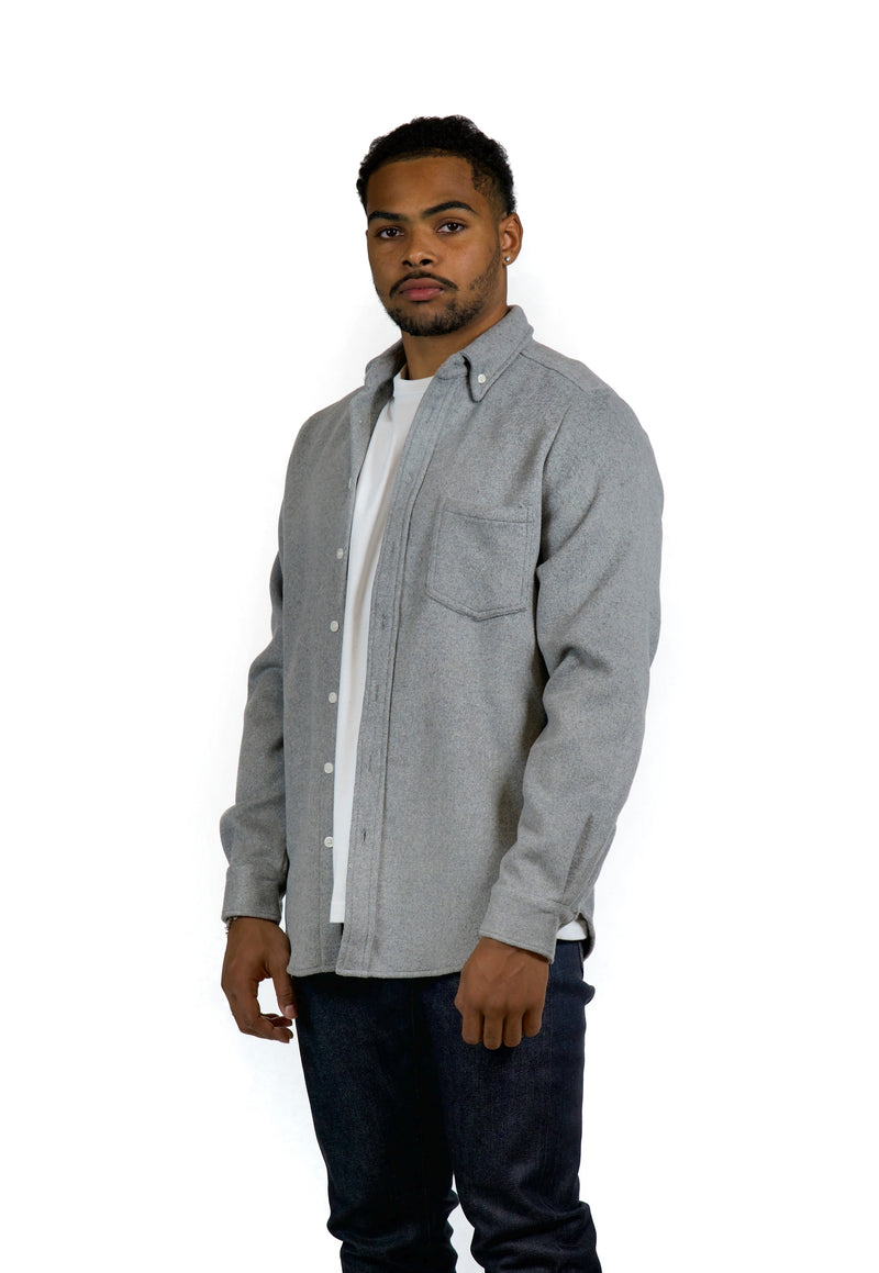 Grey Wool Collared Shirt