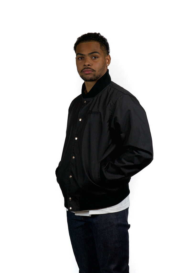 Black Nylon Bomber