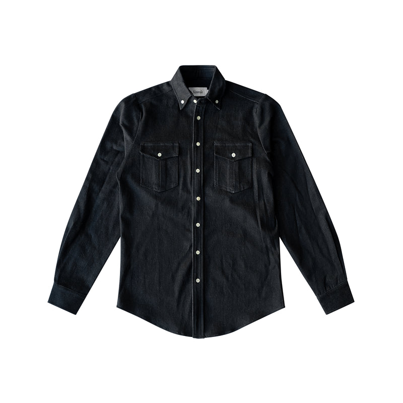 Black Denim Collared Shirt