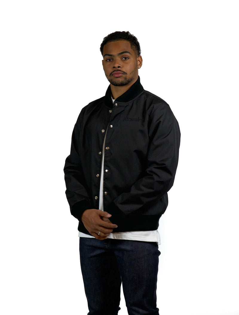 Black Nylon Bomber