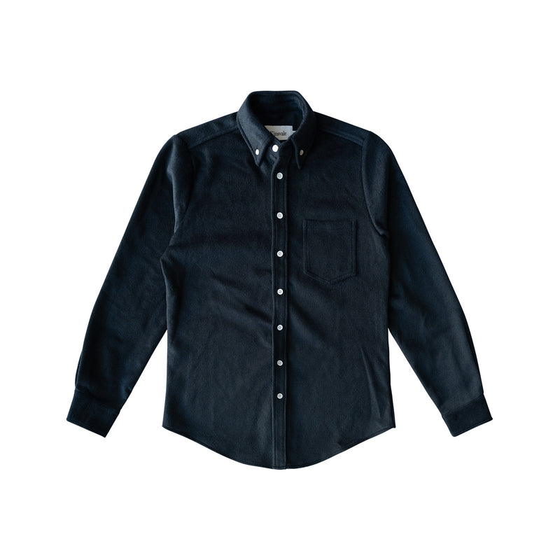 Navy Wool Collared Shirt