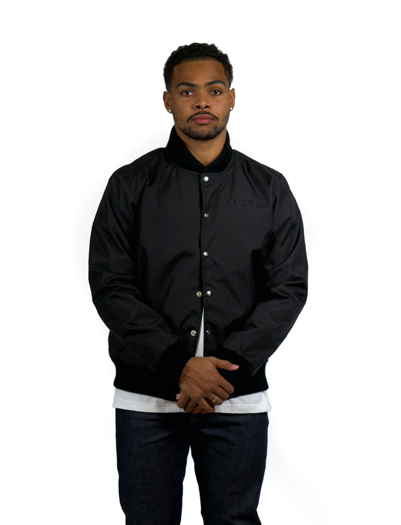 Black Nylon Bomber